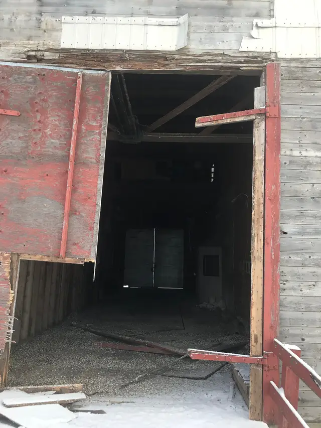 Open doorway into the grain elevator driveway
